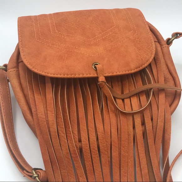 NWOT Mossimo Supply Co. Small Camel Crossbody Purse with Fringe - Picture 5 of 8